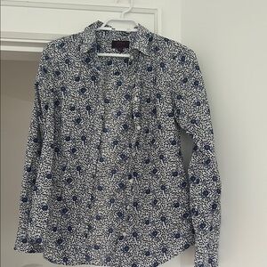 J. Crew Blue and White Floral Blouse